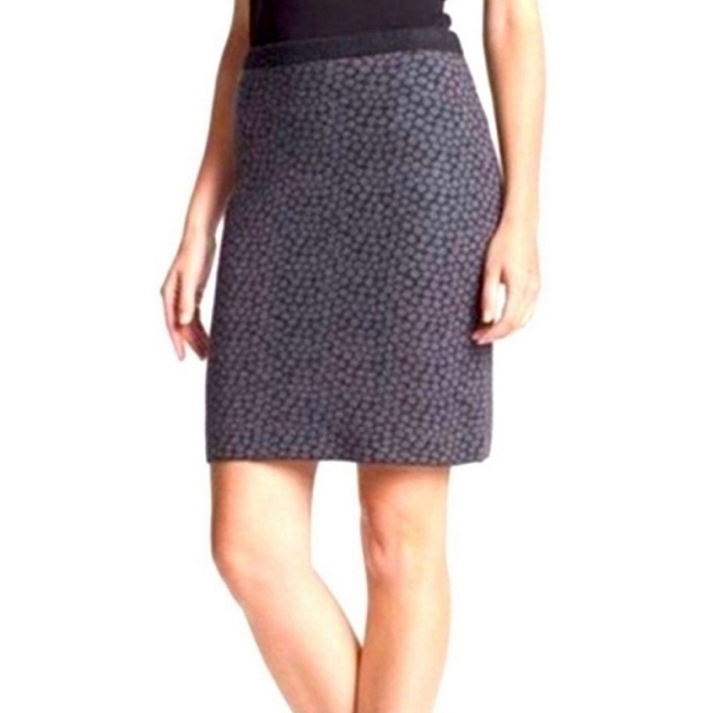 Eileen Fisher 100% Merino Wool Stretchy Gray Tonal Spotted Skirt Size XL